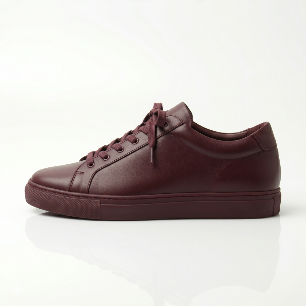 Burgundy Kingsley Leather Sneakers
